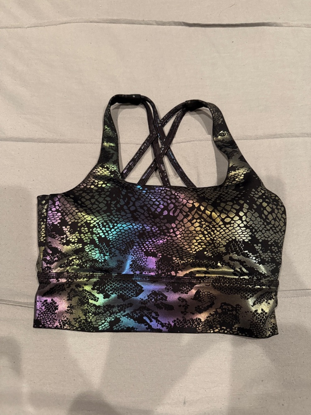 Constantly Varied Gear Black Iridescent Snake-Print Sports Bra